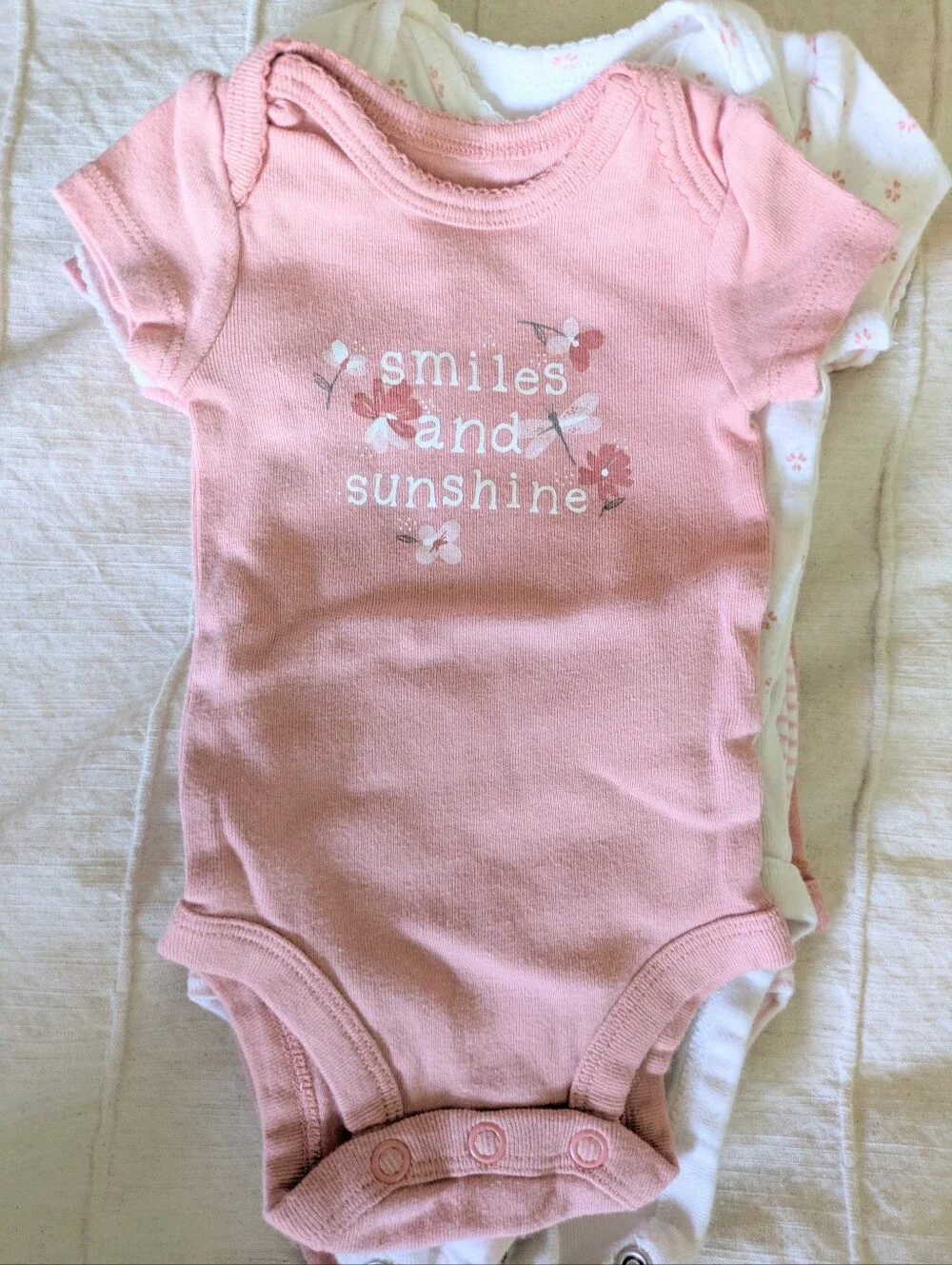 Bundle Of Carter's Pink Girls Newborn Onesies